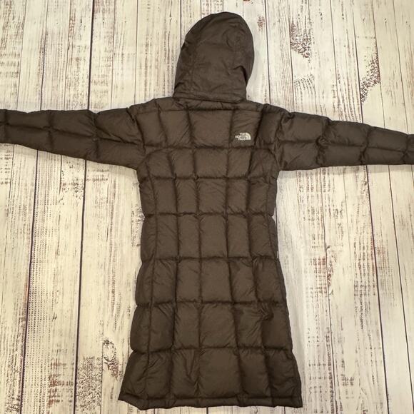 The North Face 600 Down Puffer Coat XS Long Brown Hooded Goose Fill Jacket - Picture 2 of 9